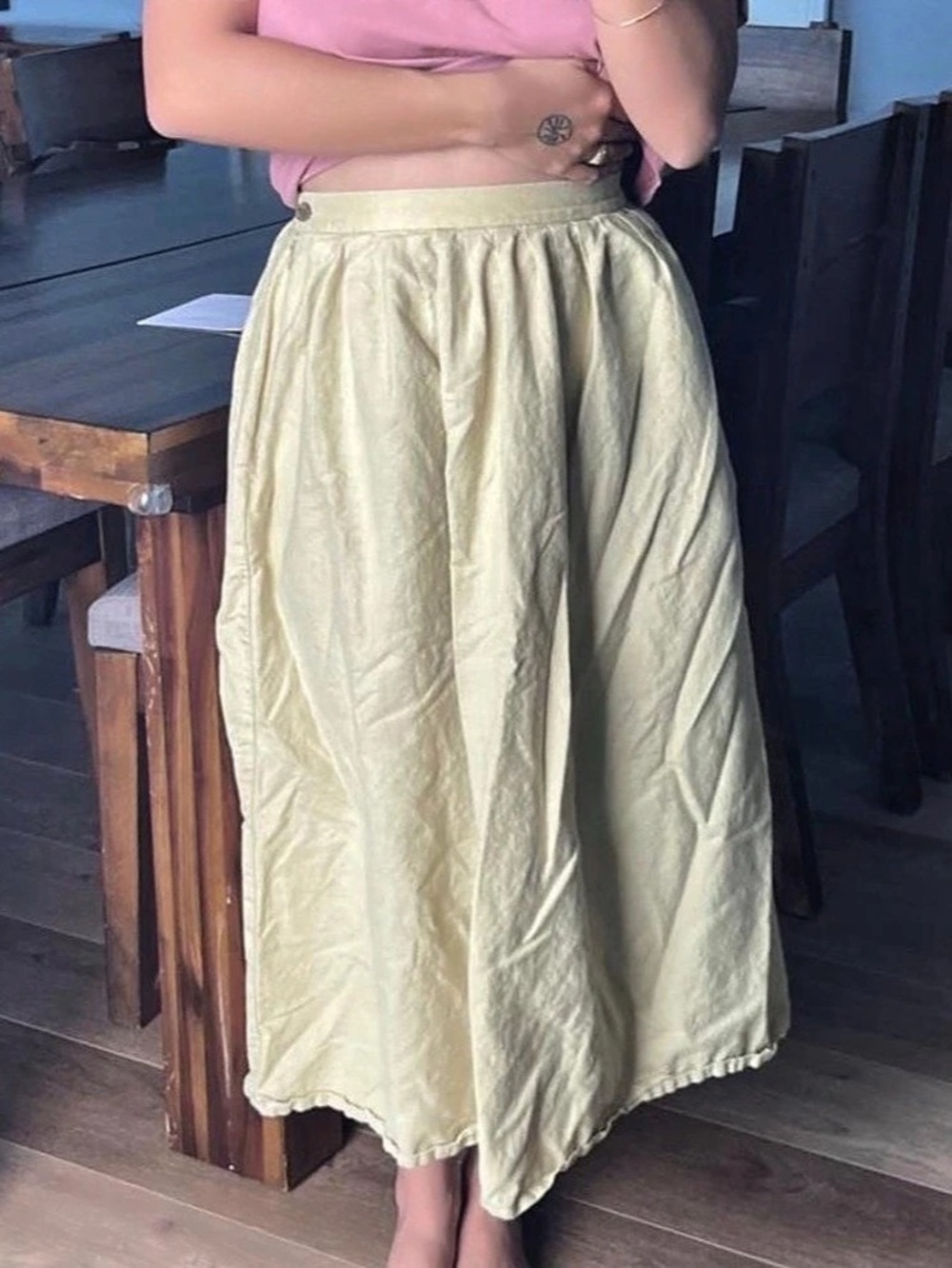 MUJI Hemp midi skirt